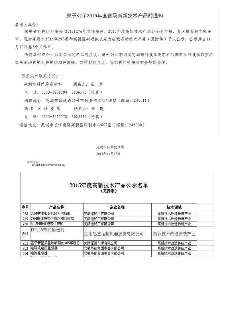 Conveyor Company DTⅡ high-tech products in Anhui Province won the honorary title